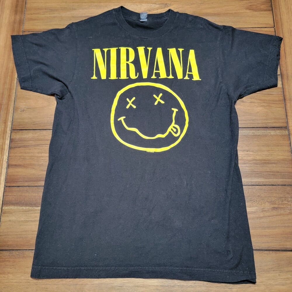 Tultex SS Black Unisex Tee "Nirvana" Yellow Logo - Size Medium